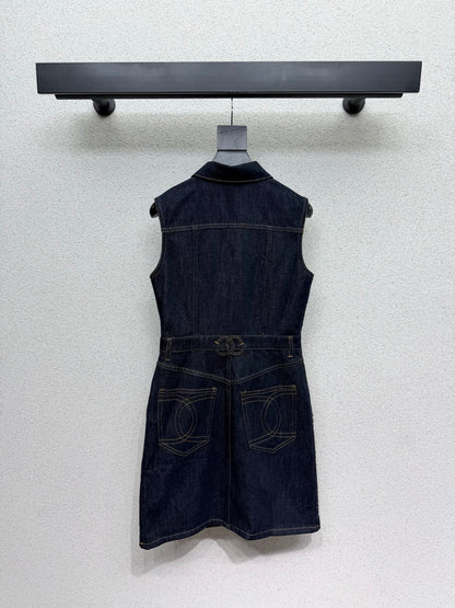 Chanel 2026 Denim Dress Navy Blue Cotton 398280