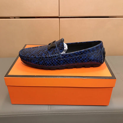 HM Men's Loafer Navy Blue Cowhide 529720