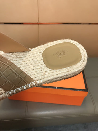 HM Men's Antigua Espadrille Light Brown Embossed Cowhide 704131
