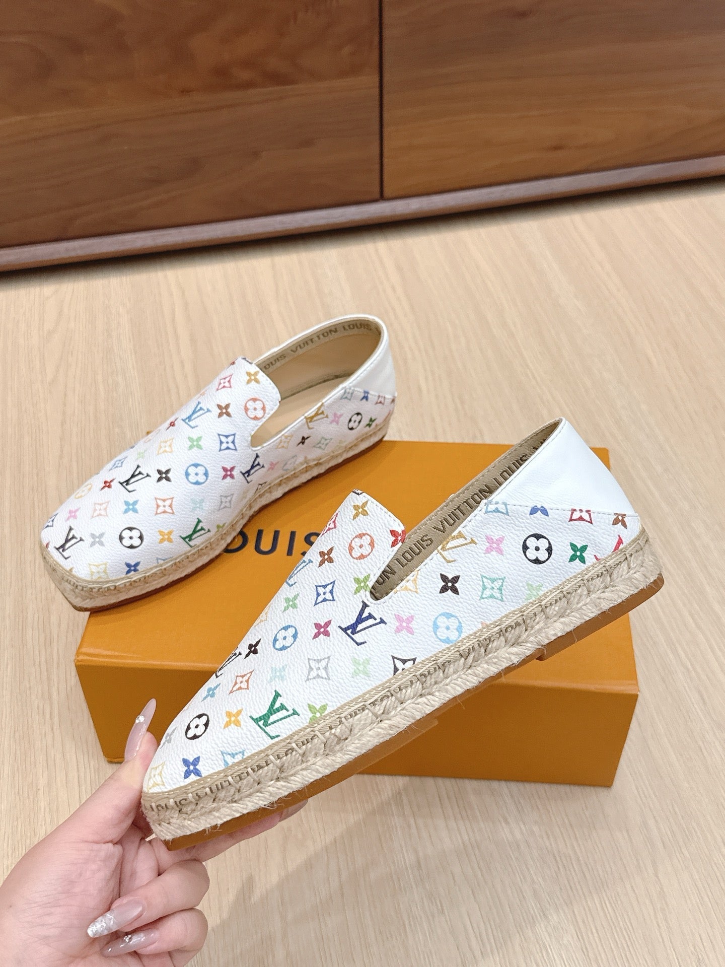 LV 26ss Loafers White Multicolor Monogram Genuine Leather 656962