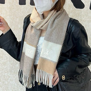 SCARF 180 CM IN KHAKI BROWN MIX WHITE CASHMERE 399872