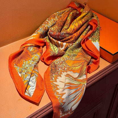 Mountain Zebra Scarf 185 CM Yellow Colorful Silk 402279