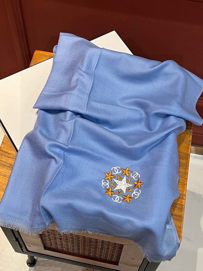 CC Scarf 200 CM In Blue Linen Fabric 407087