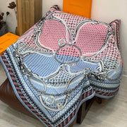 LV X TM Scarf 135CM Blue Pink Cashmere 293197