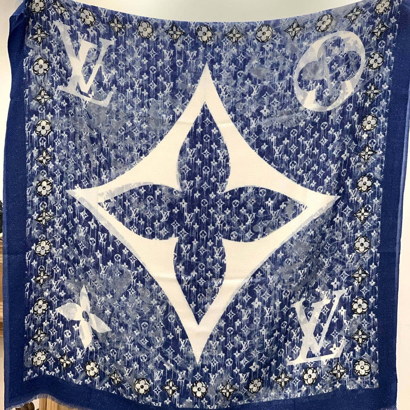 LV 25ss Scarf 200CM Blue Cashmere 293140