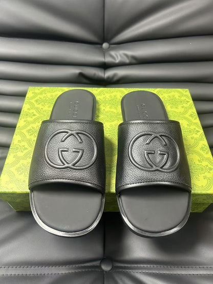 GG Men's 25 Monogram Slide Black Calfskin 540246