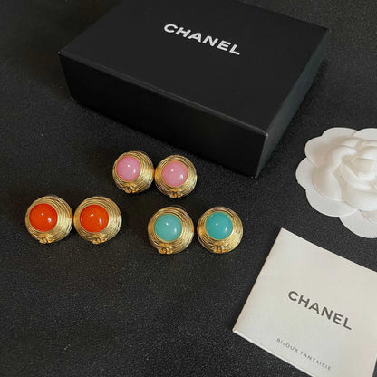 CC Vintage Orange Red Gold Earrings