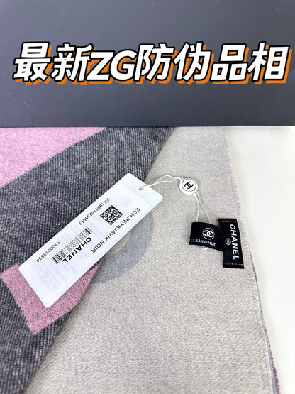 CC Scarf 180 CM In Grey Mix Pink Cashmere Wool 368880