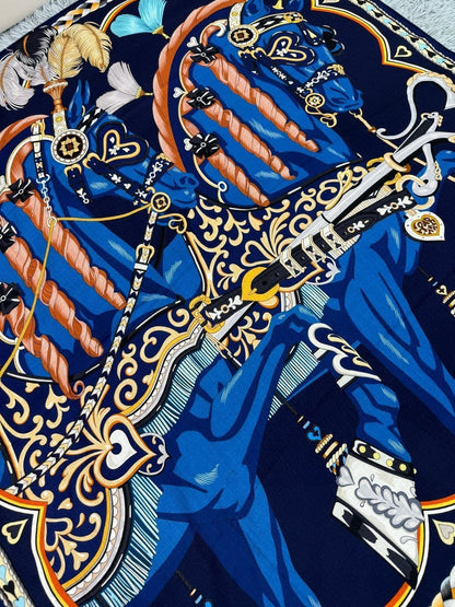 Harnais De Coeur Scarf  135 CM In Black Colorful Cashmere And Silk 381095