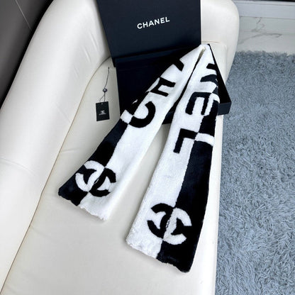 CC Scarf 120 CM In Black Mix White Fleece Wool 396432