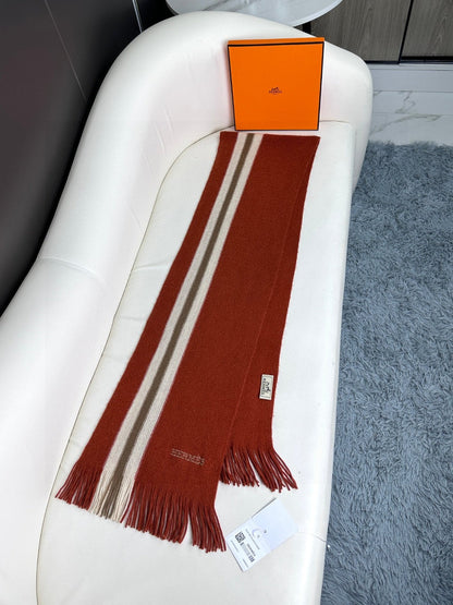 Scarf 180 CM In Red Mix White Khaki Green Cashmere 401087
