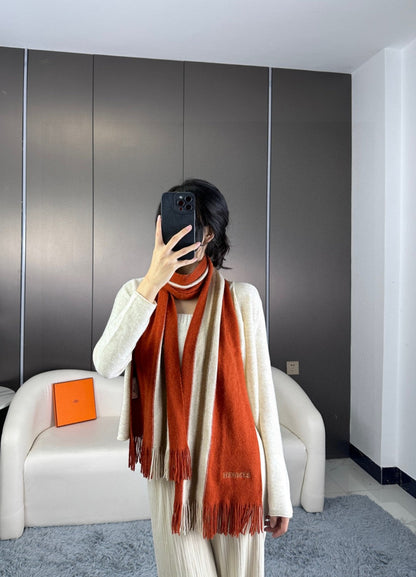 Scarf 180 CM In Red Mix White Khaki Green Cashmere 401087