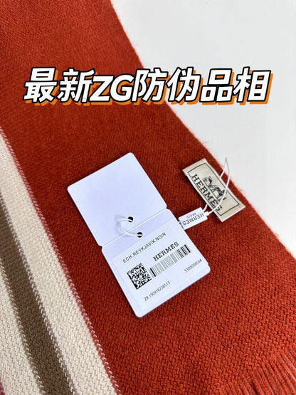 Scarf 180 CM In Red Mix White Khaki Green Cashmere 401087