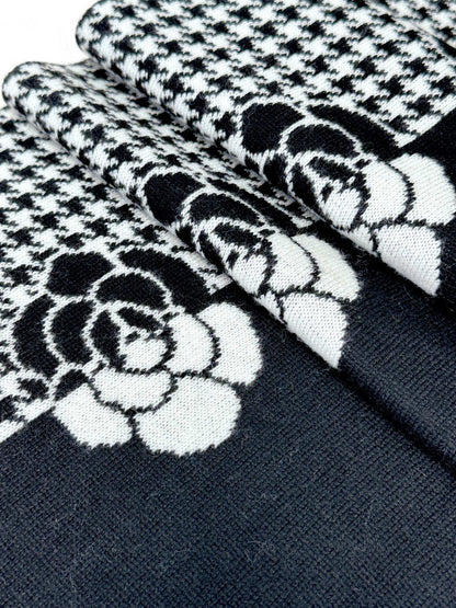 CC Scarf 180 CM In Black Mix White Cashmere Wool  411563