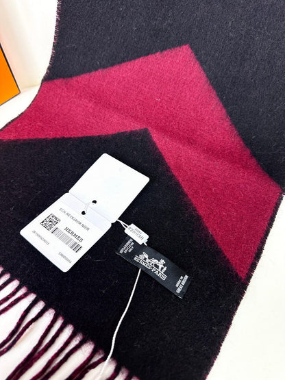 Scarf 190 CM Dark Red Mix Black Wool Soft