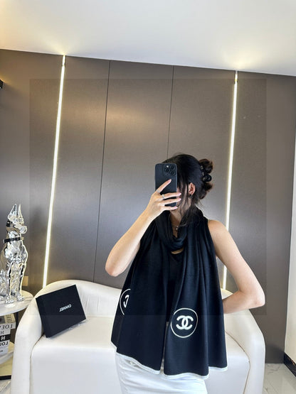 CC Scarf 200 CM In Black Cashmere And Silk 419965