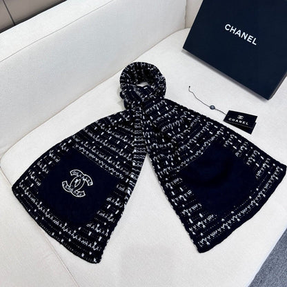 CC Scarf 180 CM In Black White Cashmere 421359