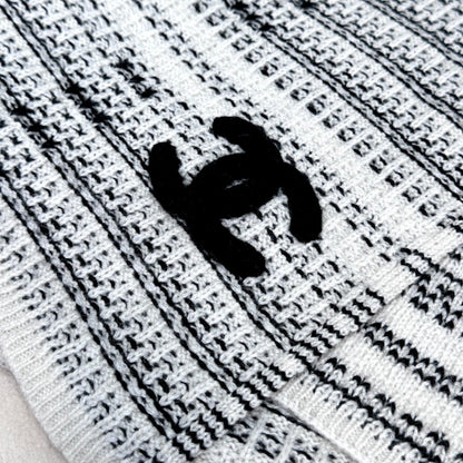 CC Scarf 180 CM In White Black Wool 422665