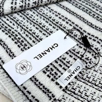 CC Scarf 180 CM In White Black Wool 422665