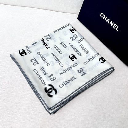 CC Square Scarf 140 CM In White Cashmere Silk  422703