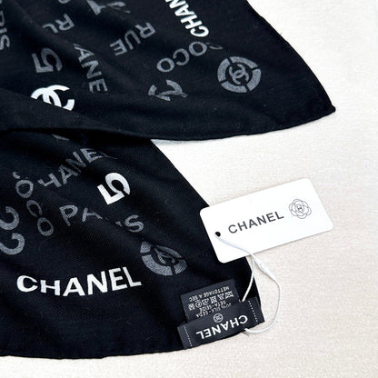 CC Square Scarf 140 CM In Black Cashmere Silk  422704