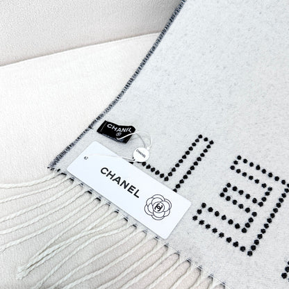 CC Scarf 200 CM In Black Mix White Cashmere  422706