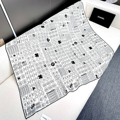 CC Square Scarf 140 CM In White Silk 424550