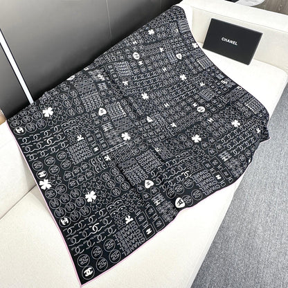 CC Square Scarf 140 CM In Black Silk 424551