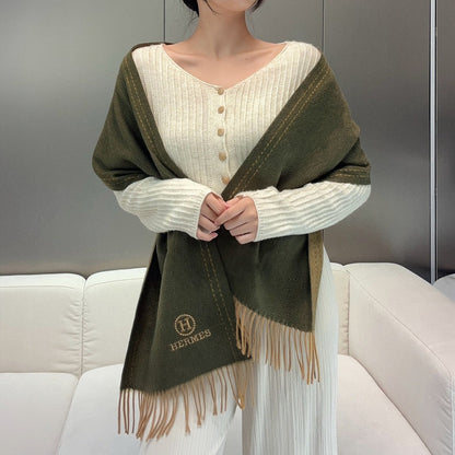 HM Scarf 190 CM Dark Green Wool 969437
