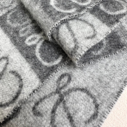 Loewe Scarf 180CM  Black Gray Wool Cashmere 968612