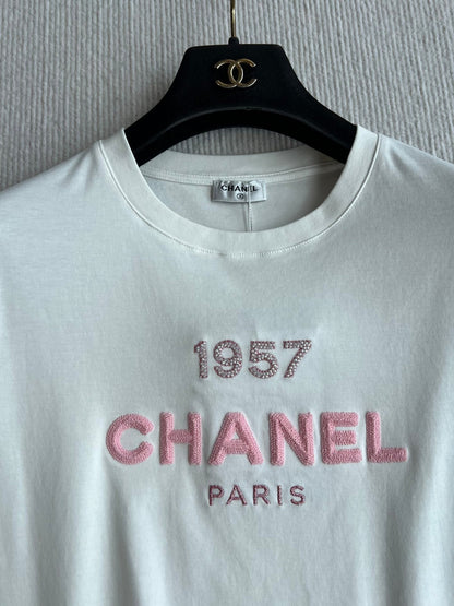 CC 25 Embroidery Round Neck Sleeved Short Cotton
