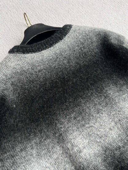 Chanel 25 Bow Round Neck Sweater Black Gray Cashmere 316413