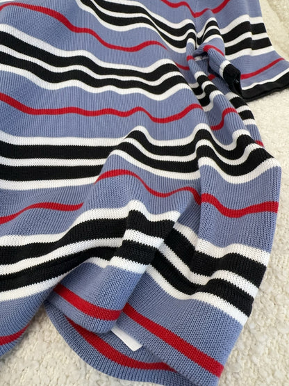 Celine 2025 Striped Polo Shirt Blue Black White Cotton