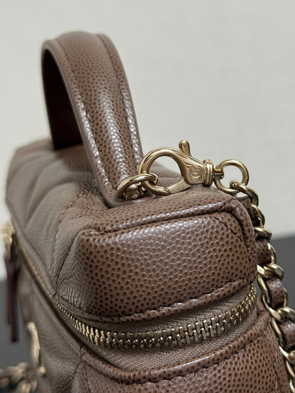 Chanel 2026 Vanity Bag Dark Brown Caviar Leather Gold Hardware