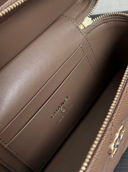 Chanel 2026 Vanity Bag Dark Brown Caviar Leather Gold Hardware