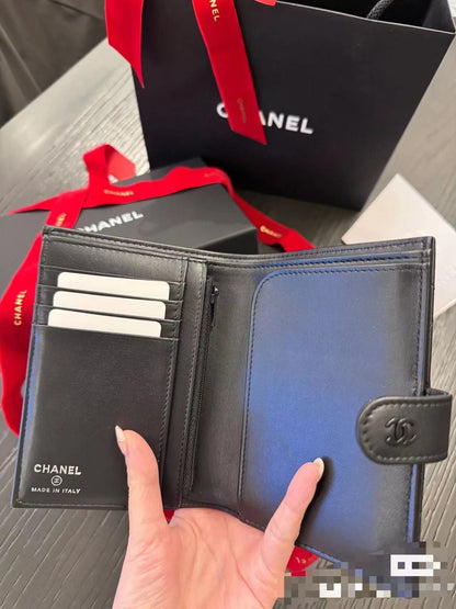 CC BIFOLD WALLET CAVIAR 14 BLACK CALFSKIN