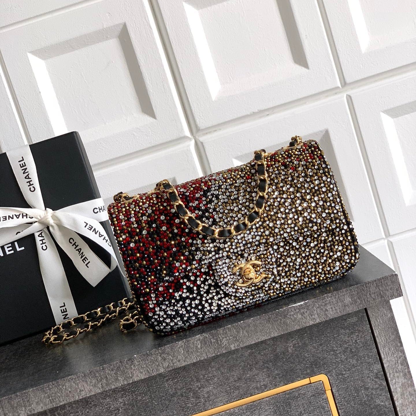 CC Classic Flap Bag  full diamond mutilcolor calfskin