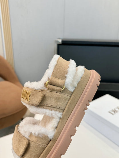 CD Dioract Sandal Beige Suede Wool 529373