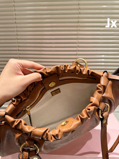 Miu Miu Archive Shoulder Bag Brown Nappa Leather