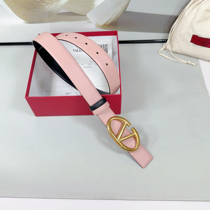 The Bold Edition Reversible Belt 30mm Light Pink Black Calfskin Gold Buckle