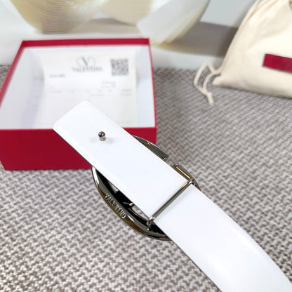 The Bold Edition Reversible Belt 30mm Black White Grained Calfskin Black Buckle