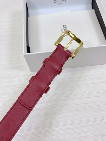 CEL Gold Western 25mm Belt Red Cowhide 181044