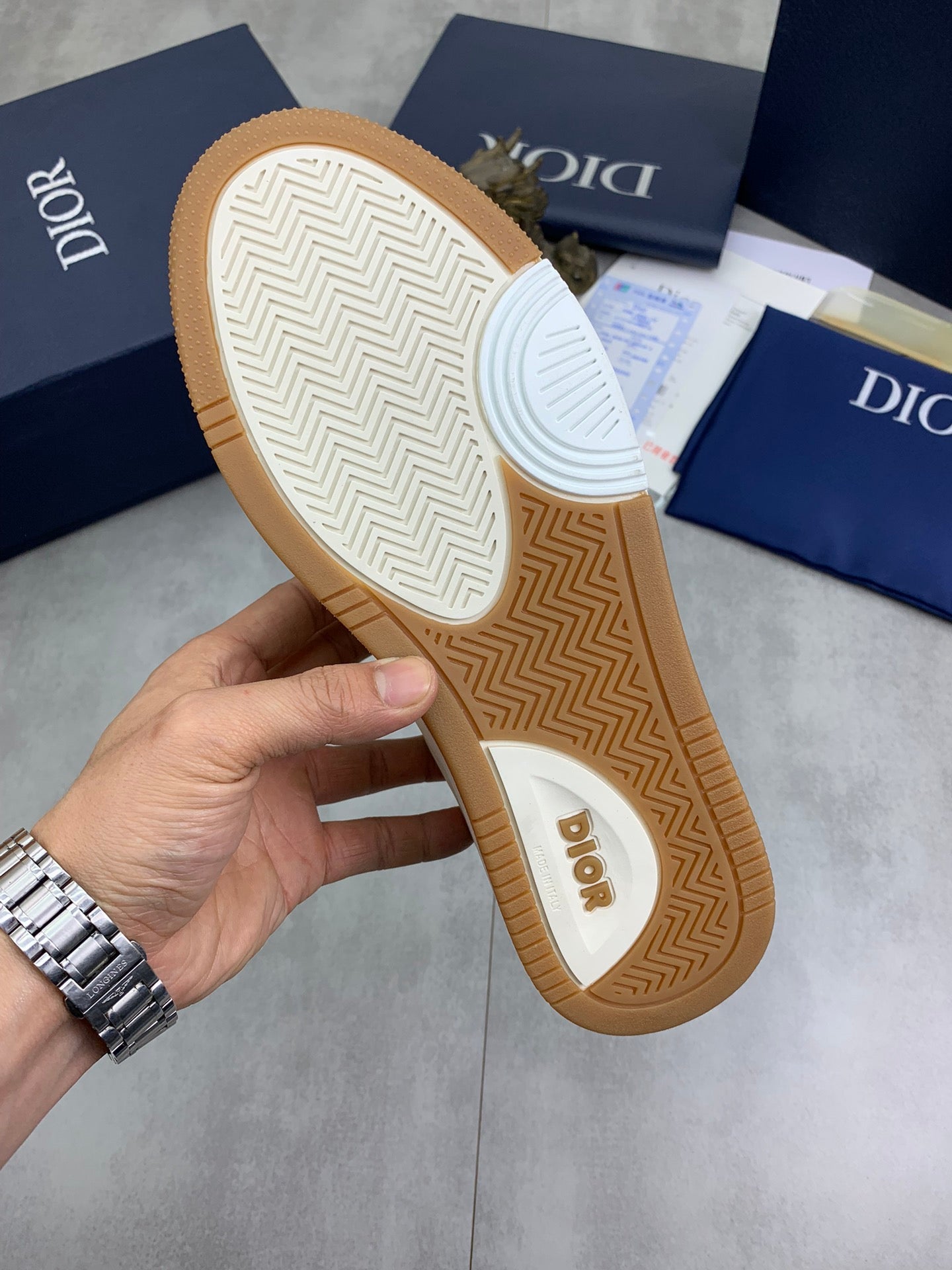 CD HOMME SNEAKERS IVORY CALFSKIN AND SUEDE