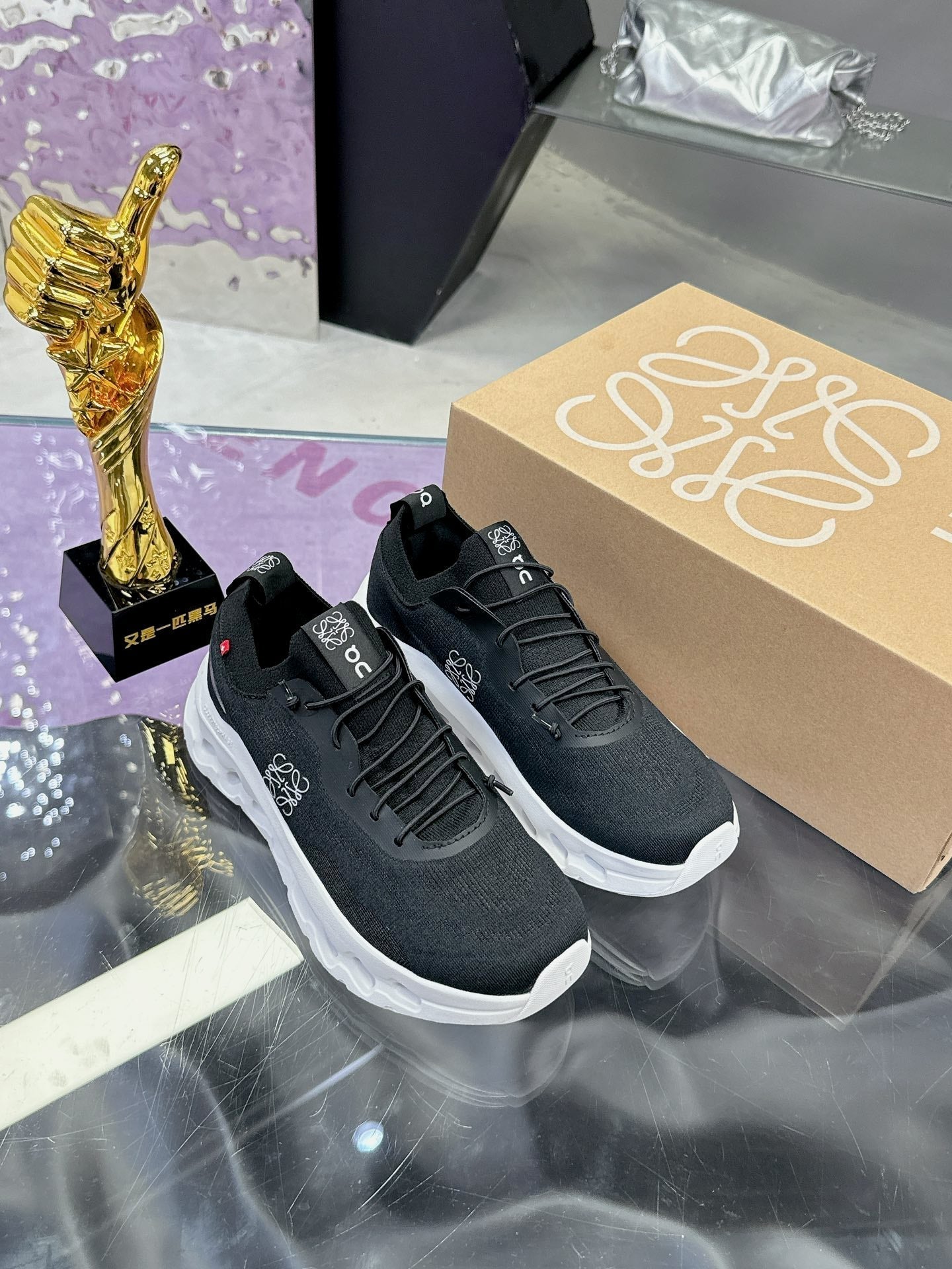Loewe x On Cloudtilt Sneaker Black White Calfskin