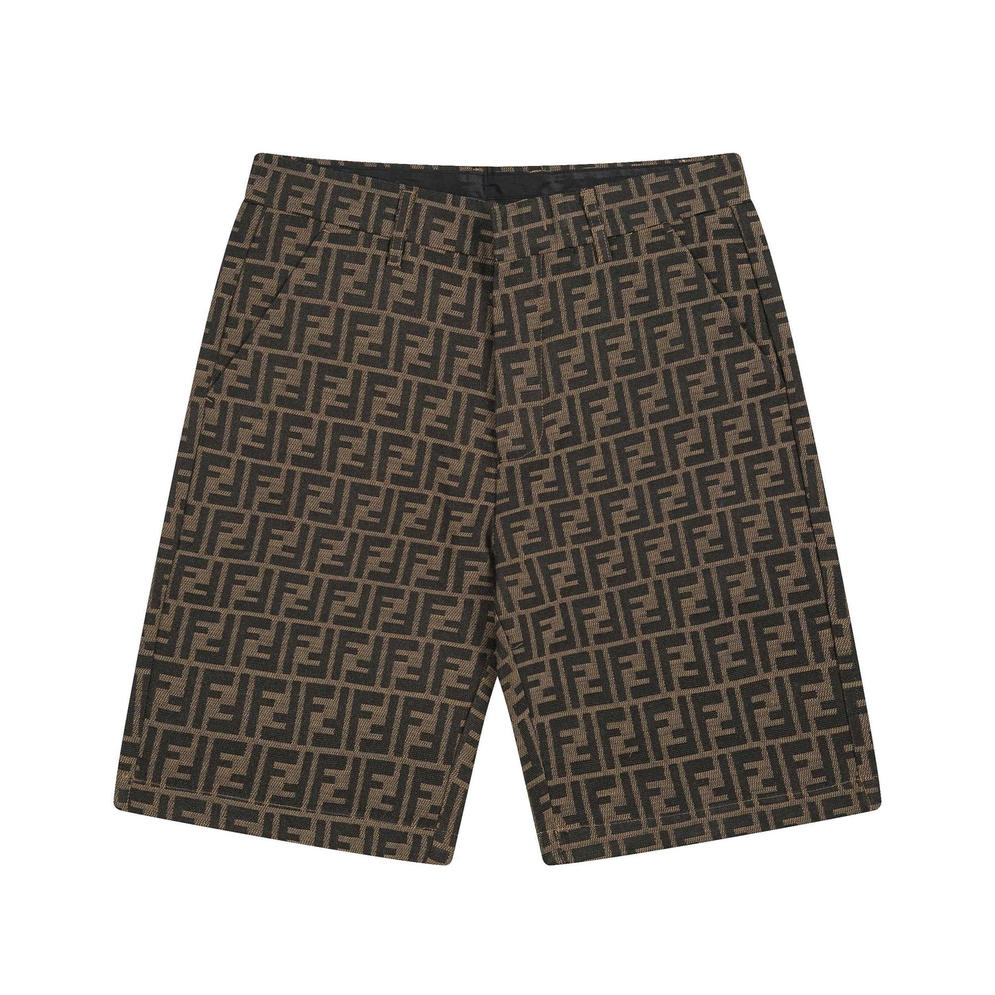 Fendi 2026 Men's Shorts Monogram Black Brown Jacquard Woven Fabric