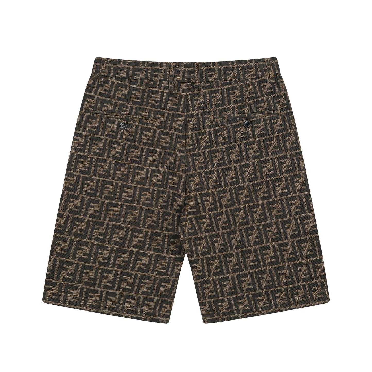 Fendi 2026 Men's Shorts Monogram Black Brown Jacquard Woven Fabric
