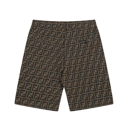 Fendi 2026 Men's Shorts Monogram Black Brown Jacquard Woven Fabric