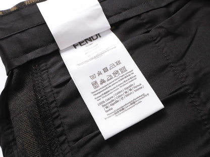 Fendi 2026 Men's Shorts Monogram Black Brown Jacquard Woven Fabric