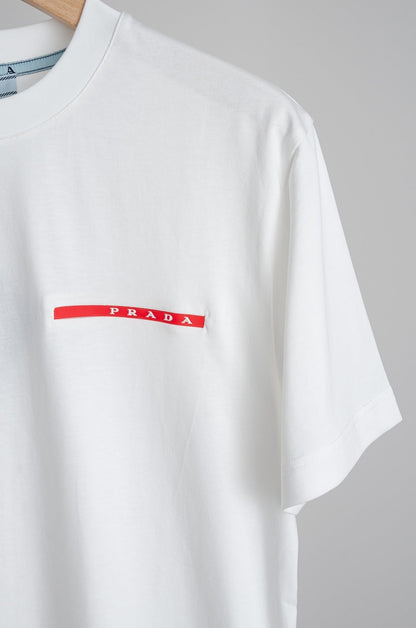 PRA 2026 Men's Short T-shirt White Red Logo Cotton 843627