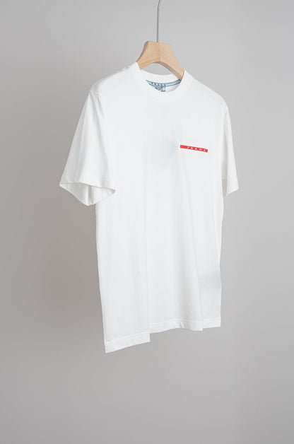 PRA 2026 Men's Short T-shirt White Red Logo Cotton 843627